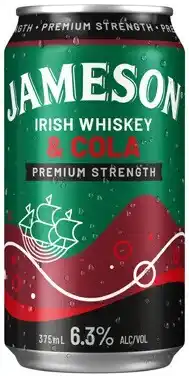 Coles Jameson Raw and Cola 6.3% Cans 4x375mL offer