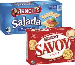 Coles Arnott's Savoy Crackers or Salada Crispbread 225g-250g offer