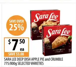 Supabarn Sara lee deep dish apple pie and crumble offer