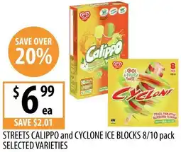 Supabarn Streets calippo and cyclone ice blocks offer