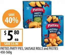 Supabarn Patties party pies, sausage rolls and pasties offer
