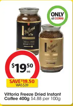 Coles Vittoria Freeze Dried Instant Coffee offer