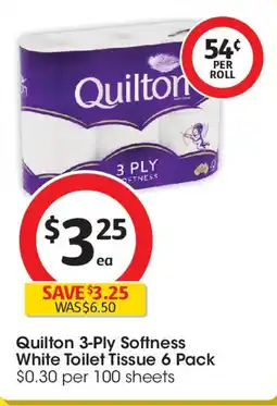 Coles Quilton 3-Ply Softness White Toilet Tissue offer