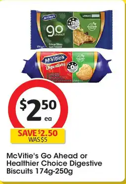 Coles McVitie's Go Ahead or Healthier Choice Digestive Biscuits offer