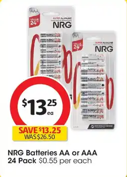 Coles NRG Batteries AA or AAA offer