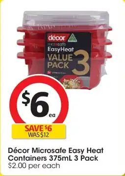 Coles Décor Microsafe Easy Heat Containers offer