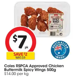 Coles Coles RSPCA Approved Chicken Buttermilk Spicy Wings offer