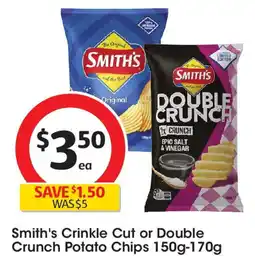 Coles Smith's Crinkle Cut or Double Crunch Potato Chips offer