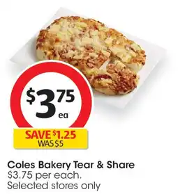 Coles Coles Bakery Tear & Share offer