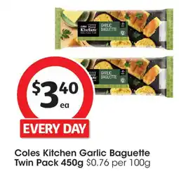 Coles Coles Kitchen Garlic Baguette Twin Pack offer