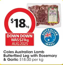 Coles Coles Australian Lamb Butterflied Leg with Rosemary & Garlic offer