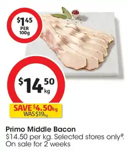 Coles Primo Middle Bacon offer