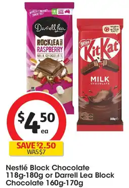 Coles Nestlé Block Chocolate or Darrell Lea Block Chocolate offer