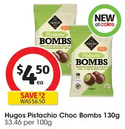 Coles Hugos Pistachio Choc Bombs offer