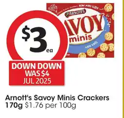 Coles Arnott's Savoy Minis Crackers offer
