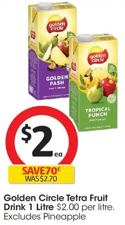 Coles Golden Circle Tetra Fruit Drink offer