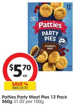 Coles Patties Party Meat Pies offer