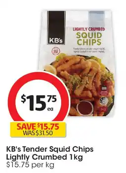 Coles KB's Tender Squid Chips Lightly Crumbed offer