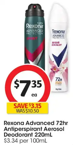 Coles Rexona Advanced 72hr Antiperspirant Aerosol Deodorant offer