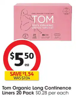 Coles Tom Organic Long Continence Liners offer