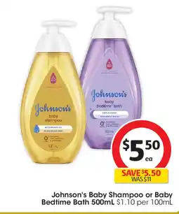 Coles Johnson's Baby Shampoo or Baby Bedtime Bath offer