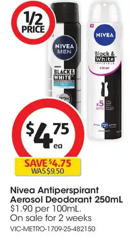 Coles Nivea Antiperspirant Aerosol Deodorant offer