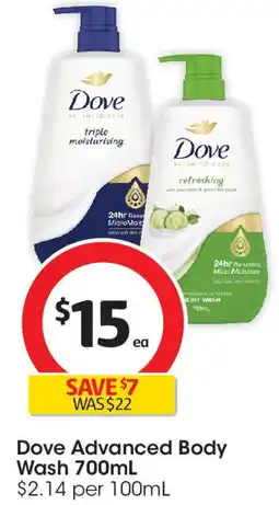 Coles Dove Advanced Body Wash offer