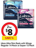 Coles Libra Ultra Thin Pads with Wings Regular offer