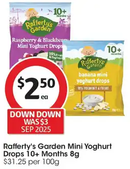 Coles Rafferty's Garden Mini Yoghurt Drops 10+ Months offer