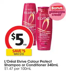 Coles L'Oréal Elvive Colour Protect Shampoo or Conditioner offer