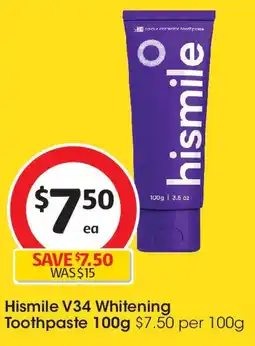 Coles Hismile V34 Whitening Toothpaste offer