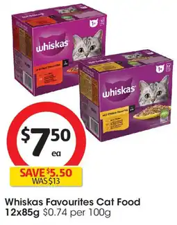 Coles Whiskas Favourites Cat Food offer