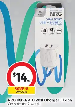 Coles NRG USB-A & C Wall Charger 1 Each offer