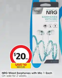 Coles NRG Wired Earphones with Mic 1 Each offer