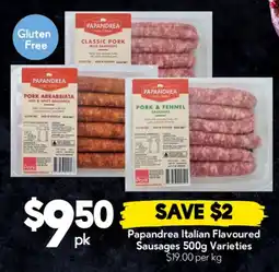 Drakes Papandrea Italian Flavoured Sausages offer