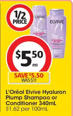 Coles L'Oréal Elvive Hyaluron Plump Shampoo or Conditioner offer