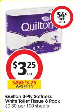 Coles Quilton 3-Ply Softness White Toilet Tissue offer