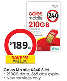 Coles Coles Mobile SIM offer