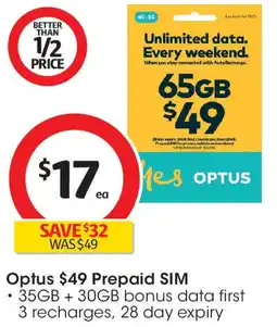 Coles Optus Prepaid SIM offer