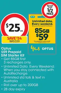 Coles Optus Prepaid SIM Starter Kit offer