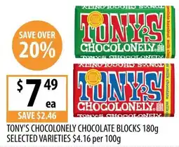Supabarn Tony's chocolonely chocolate blocks selected varieties offer