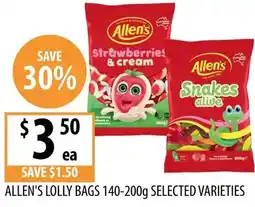 Supabarn Allen's lolly bags selected varieties offer