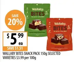 Supabarn Wallaby bites snack pack selected varieties offer
