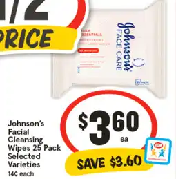 IGA Johnson's Facial Cleansing Wipes offer