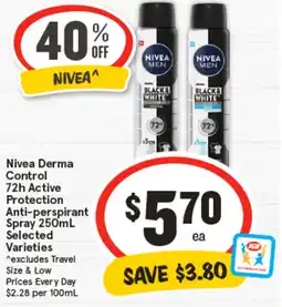 IGA Nivea Derma Control 72h Active Protection Anti-perspirant Spray offer