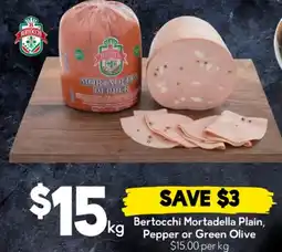 Drakes Bertocchi mortadella plain, pepper or green olive offer