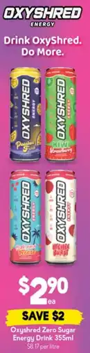 Drakes Oxyshred zero sugar energy drink offer