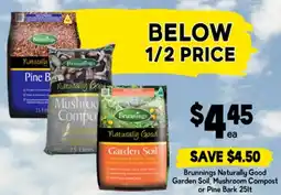 Drakes Brunnings naturally good garden soil, mushroom compost or pine bark 25lt offer