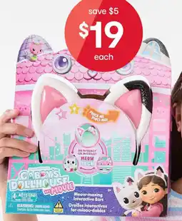 Kmart DreamWorks Gabby's Dollhouse The Movie: Meow-mazing Interactive Ears Toy offer