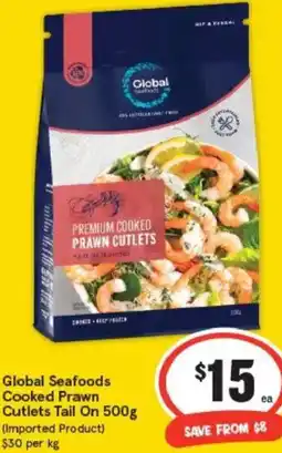 IGA Global Seafoods Cooked Prawn Cutlets Tail On offer